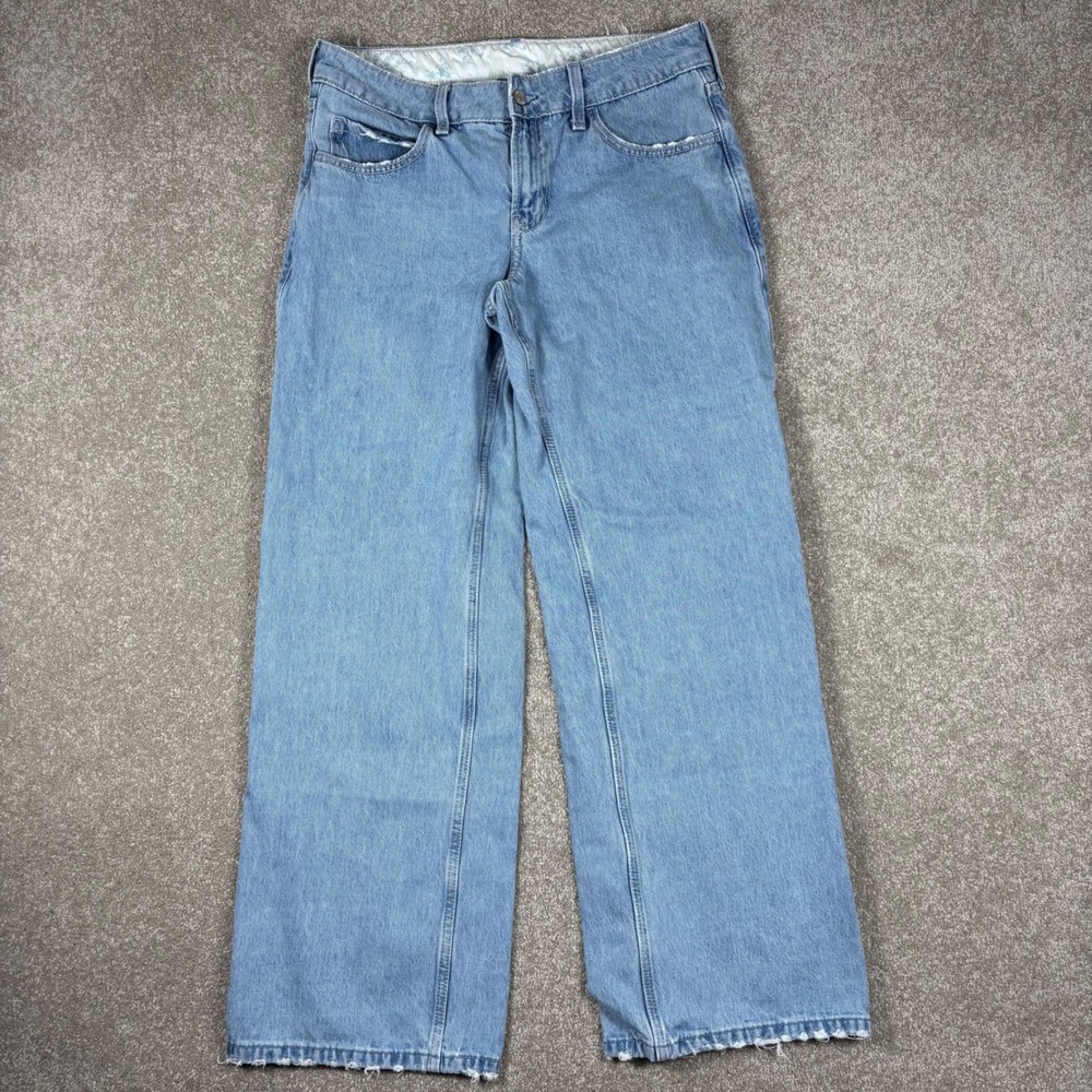 Hollister Low Rise Baggy Jeans Womens 6R W28 Light Wash Wide Leg Denim